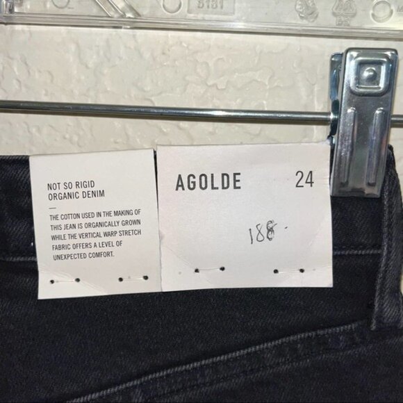Agolde Black Riley High Rise Straight Crop Size 24 New With Tags - Picture 6 of 10